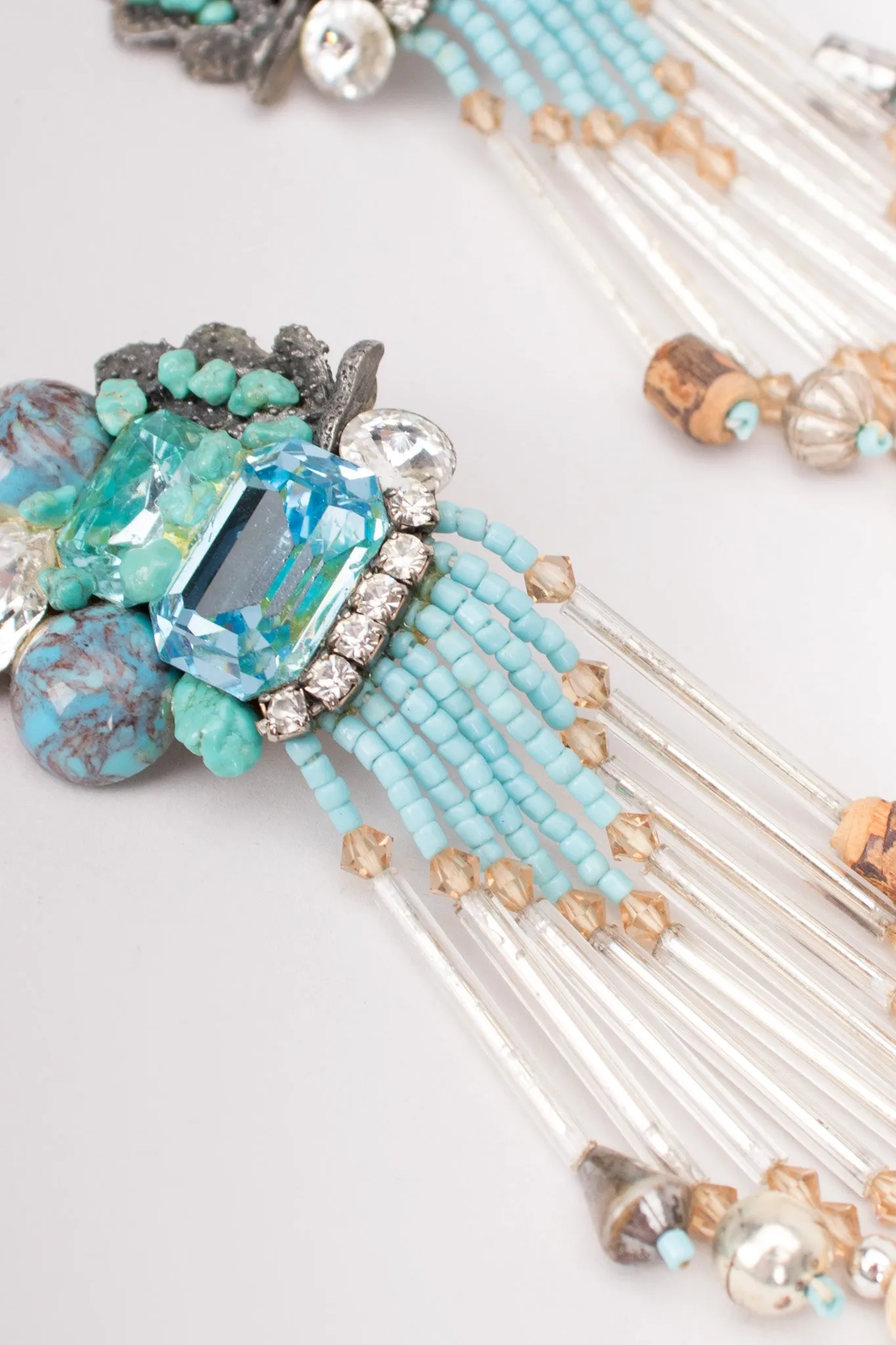 Turquoise Bead Fringe Earrings