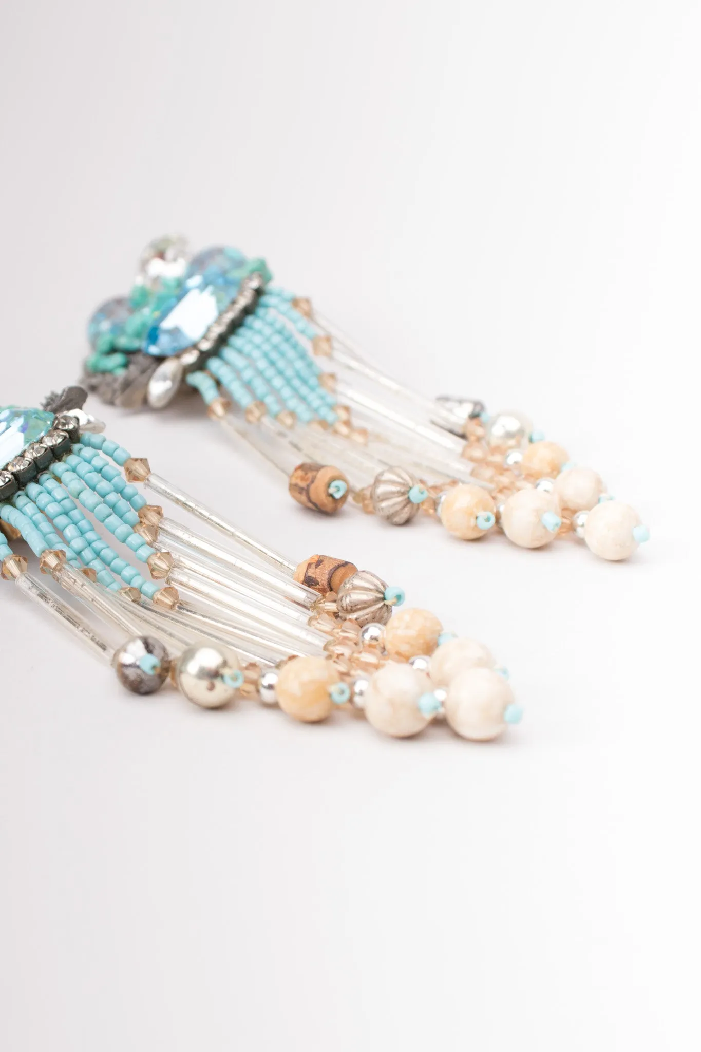 Turquoise Bead Fringe Earrings