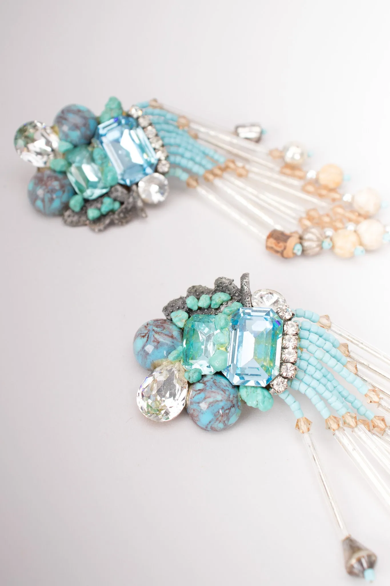 Turquoise Bead Fringe Earrings