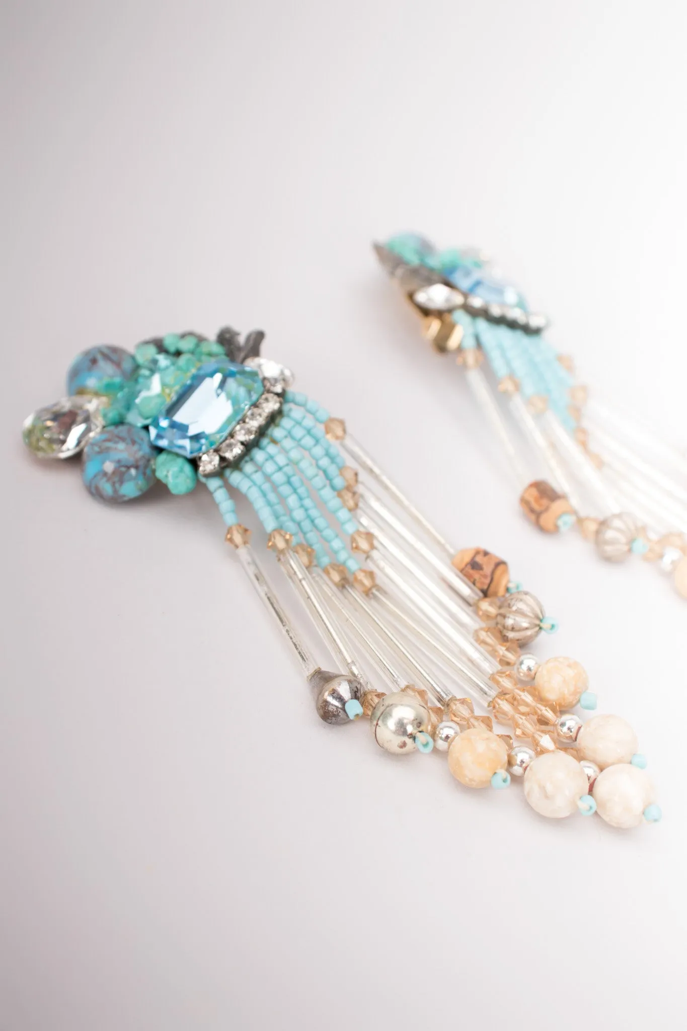 Turquoise Bead Fringe Earrings