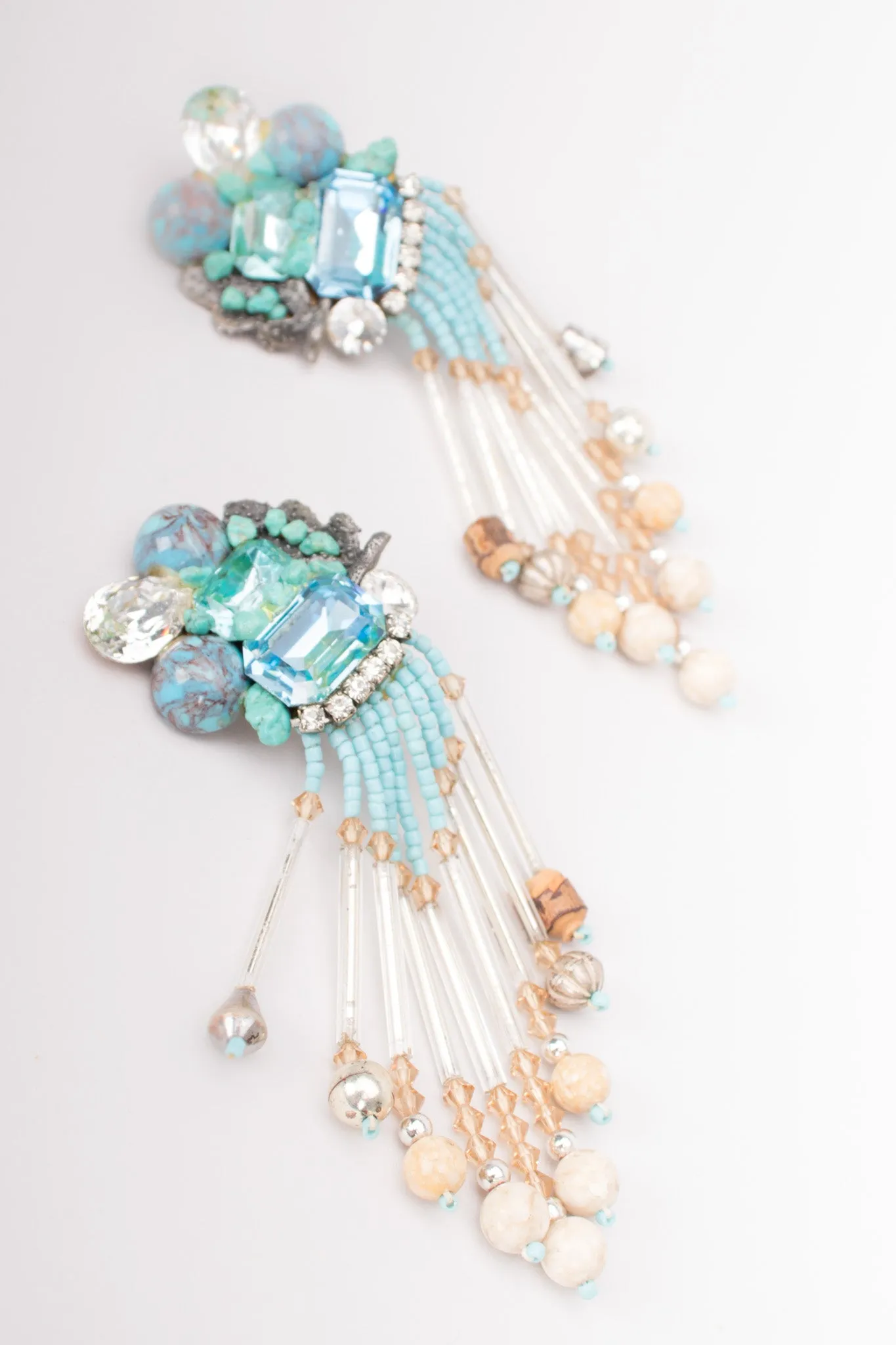 Turquoise Bead Fringe Earrings