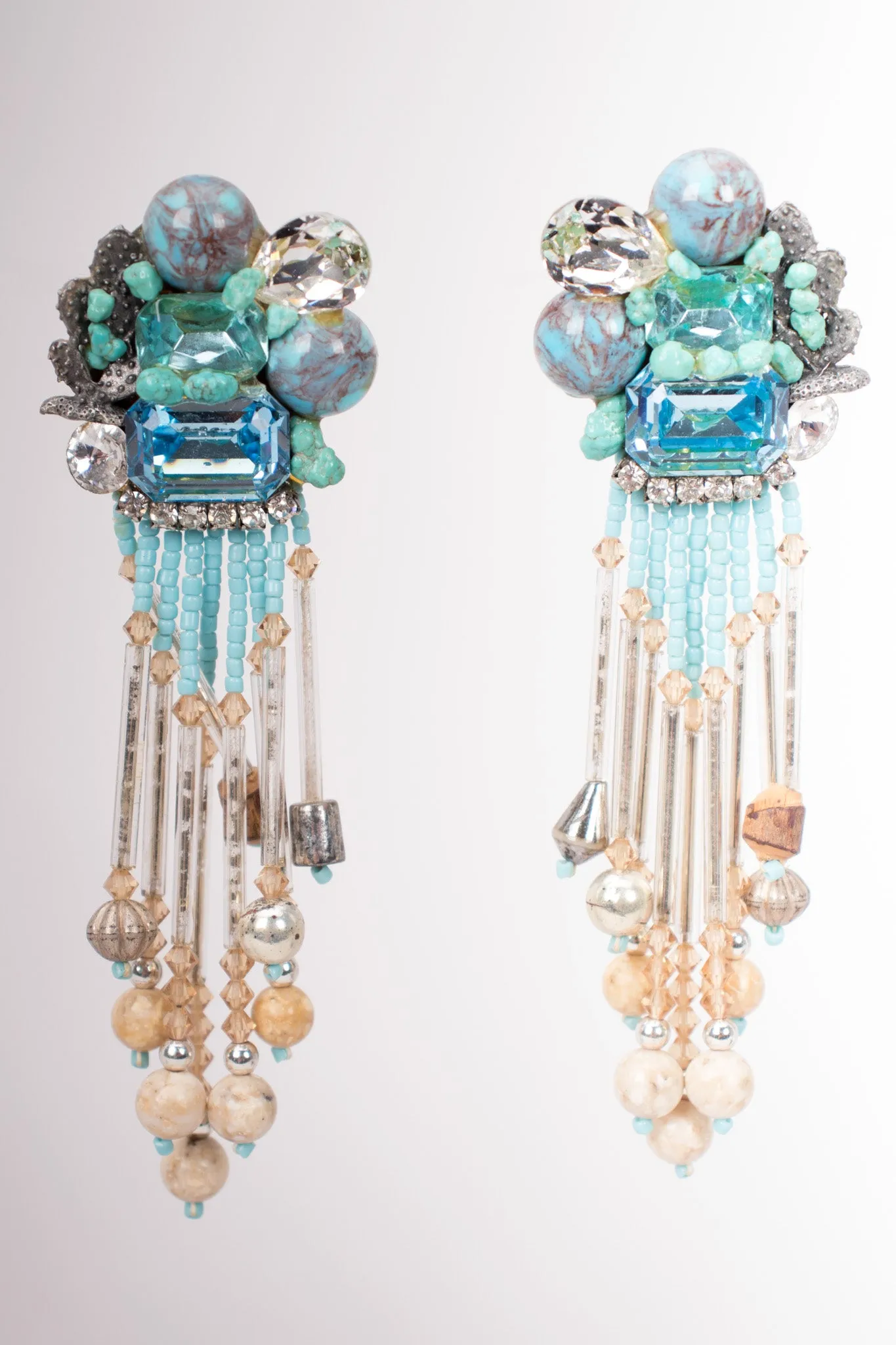 Turquoise Bead Fringe Earrings