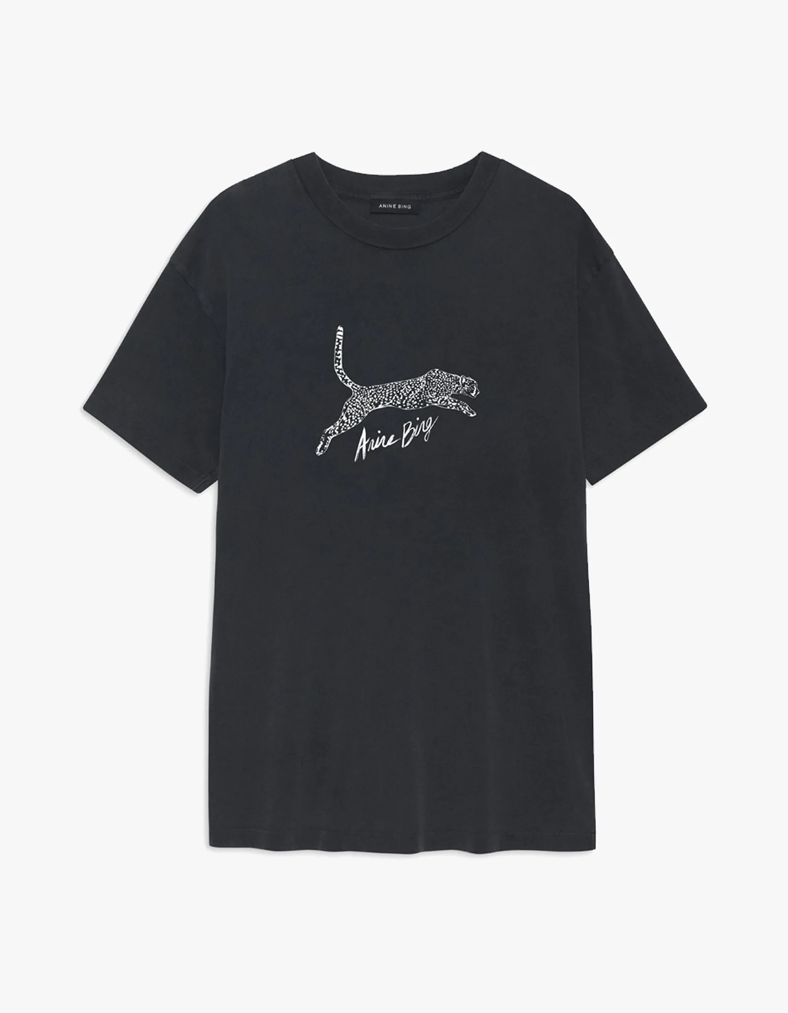 Walker Tee Spotted Leopard - Washed Black