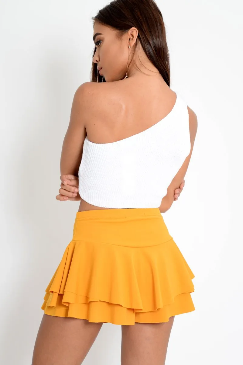 White Knitted One Shoulder Crop Top - Golde