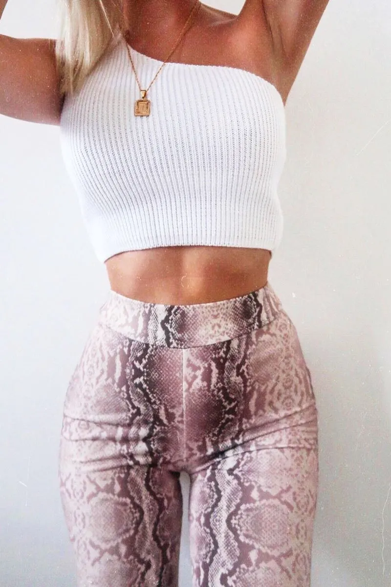 White Knitted One Shoulder Crop Top - Golde