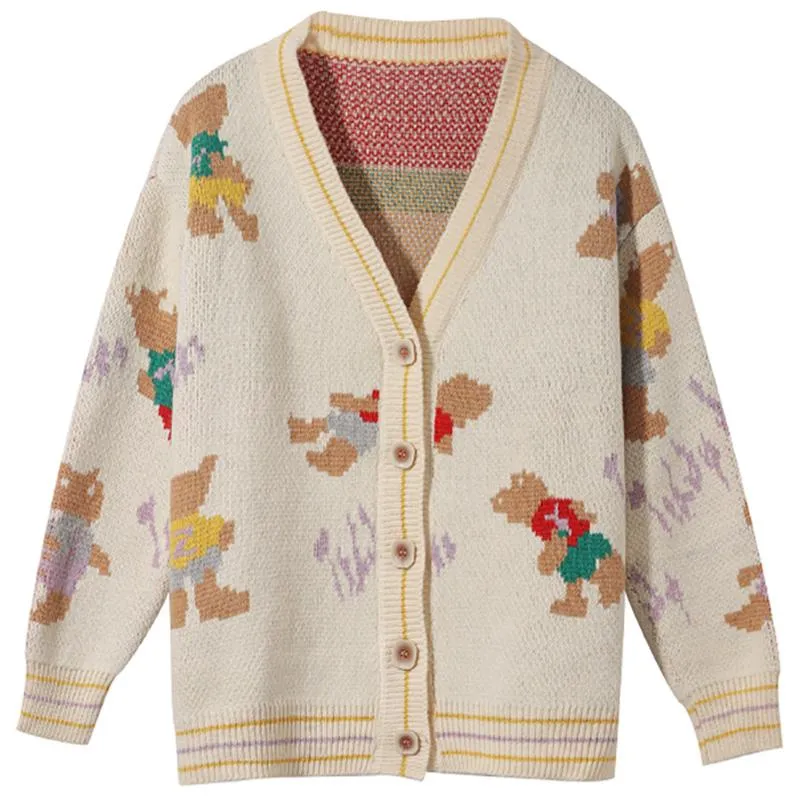 Women's Cute Bear Knitted Loose Cardigan