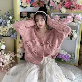 Women's Cute Bowknot Loose Knitted Cardigan