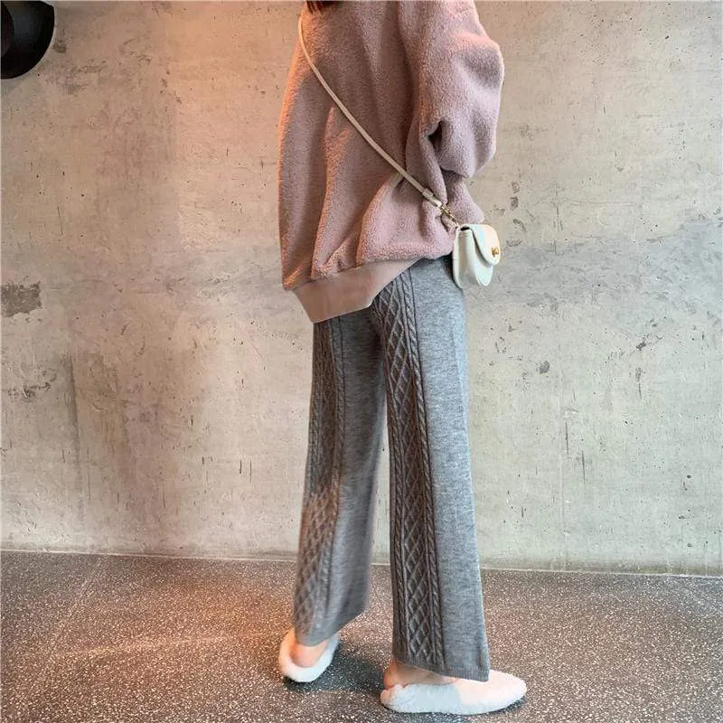 Women's Cute Cable Knitted Straight Pants