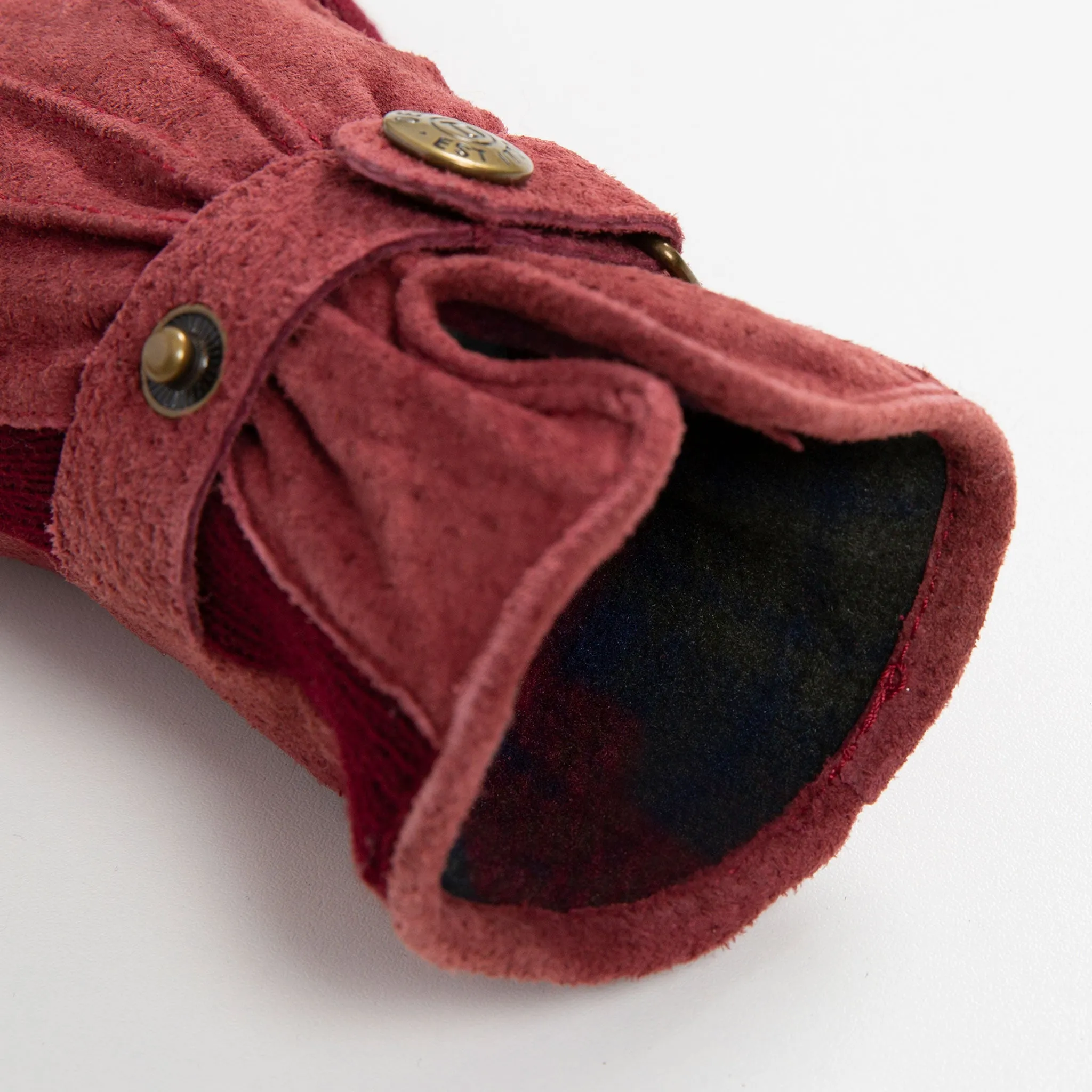 Women's Three-Point Fleece-Lined Suede Gloves