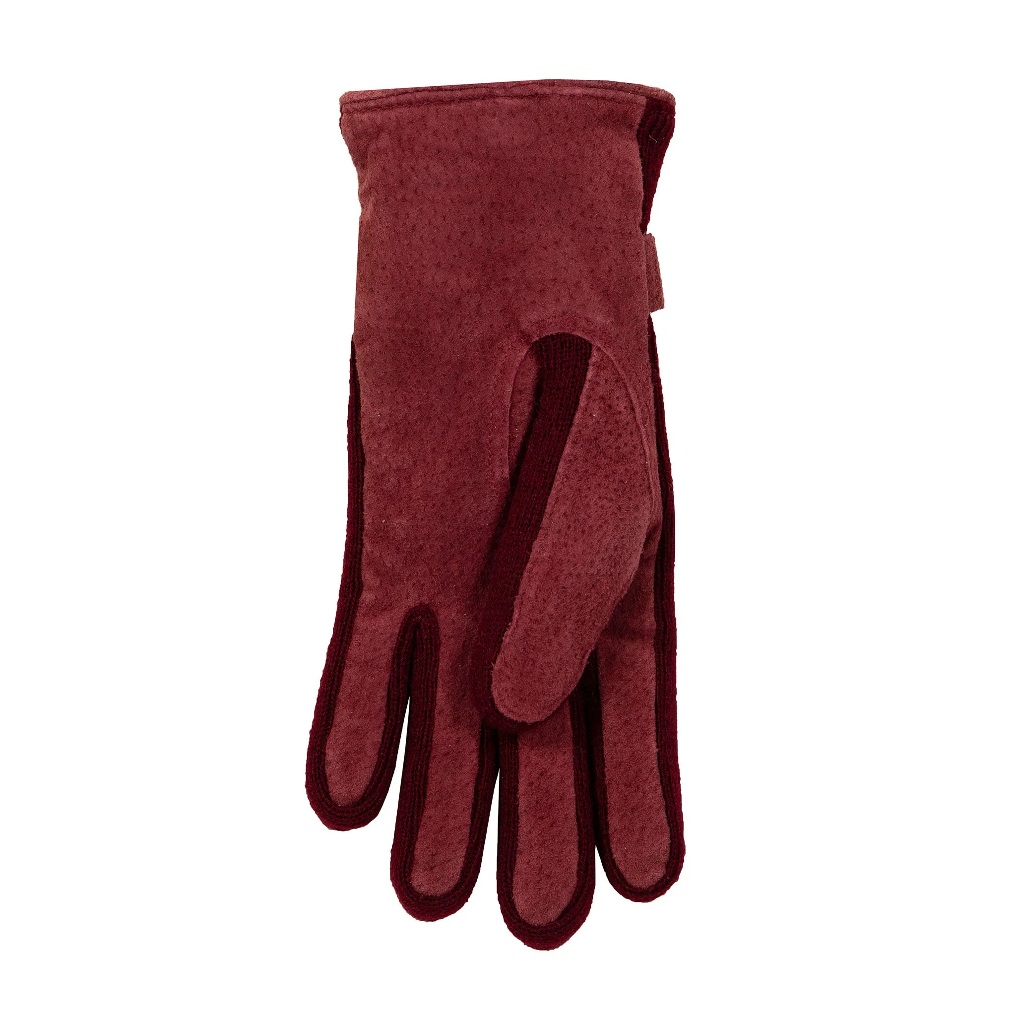 Women's Three-Point Fleece-Lined Suede Gloves