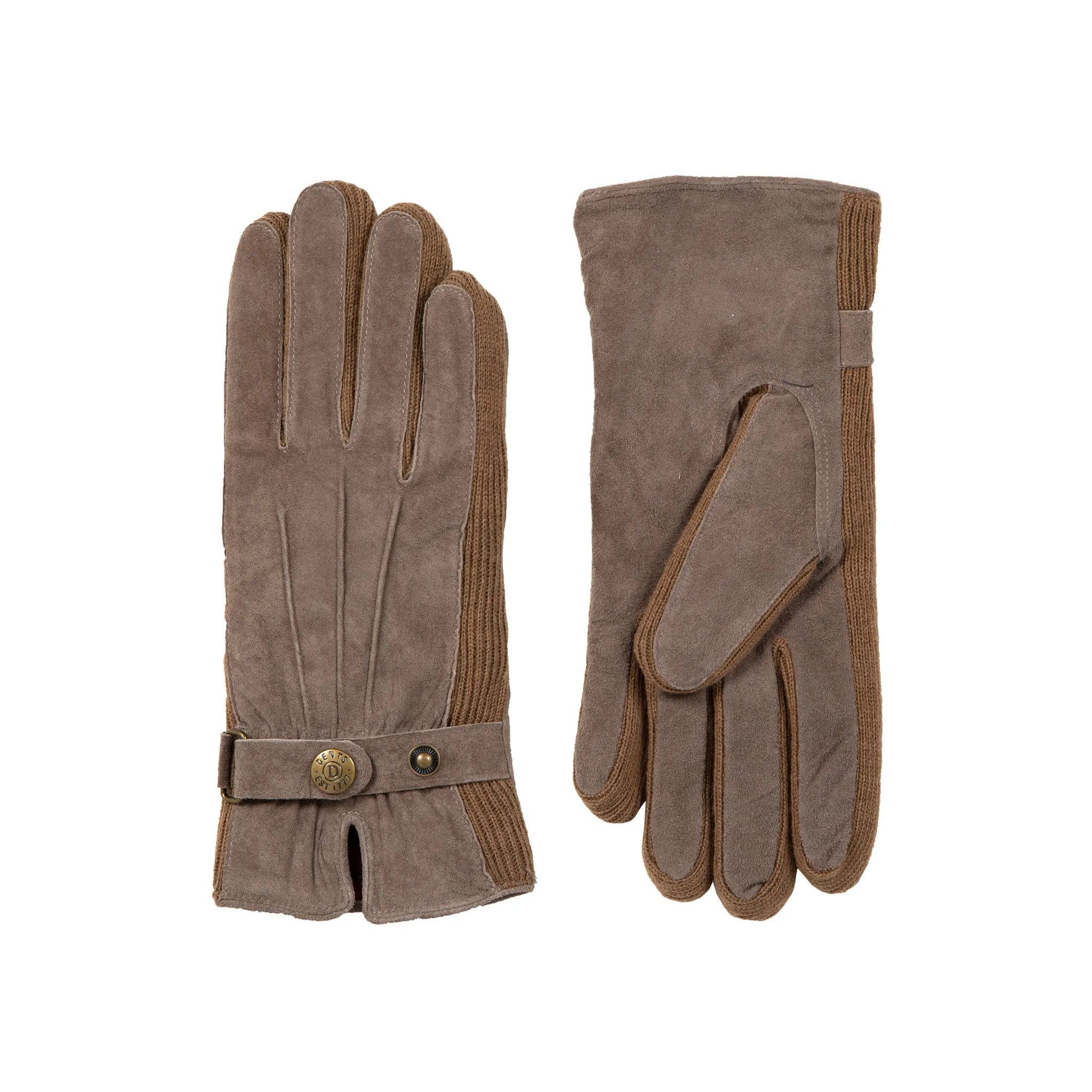 Women's Three-Point Fleece-Lined Suede Gloves